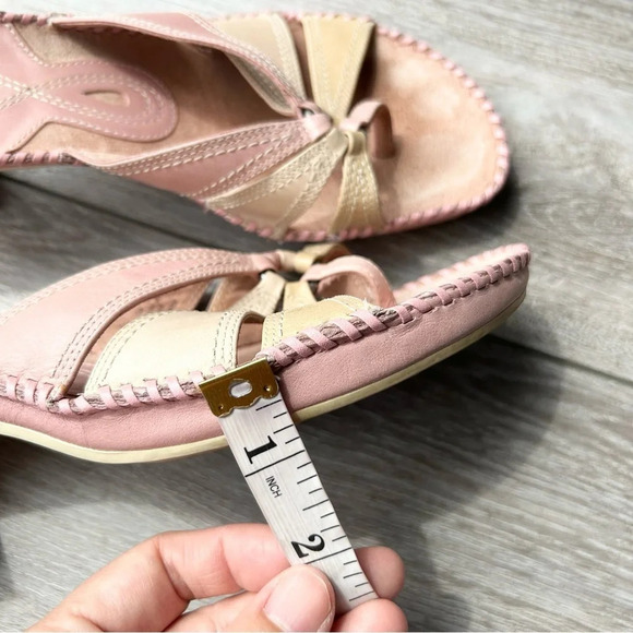 Clarks Women's Pink Beige Leather Open Toe Heels Sandals - Picture 14 of 14